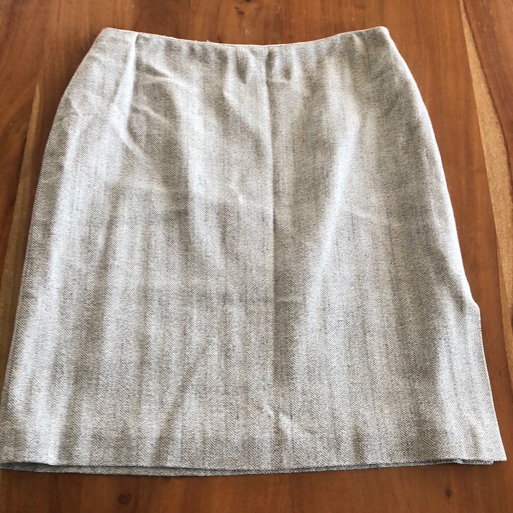 Vintage Linda Allard Ellen Tracy Linen Blend Gray Pencil Skirt Sz 12‎ -EUC